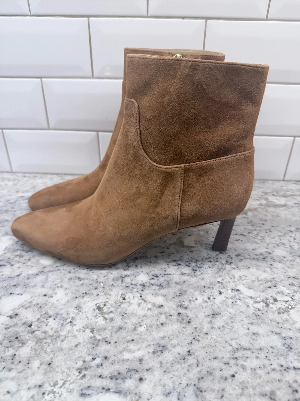 Veronica Beard Tan Kelby Suede Pointed Toe Ankle Boot - Picture 4 of 4